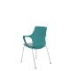 Turquoise Perforated Back Chair With Integrated Arms, Upholstered Seat And Chrome 4 Leg Frame
